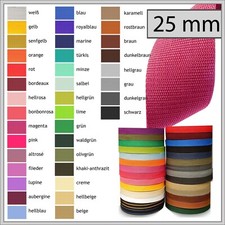 Gurtband 25mm 2m, 5m, 10m Polypropylen Meterware Gurt Taschen Rucksack DIY mW