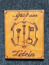 Altes Holzschild "Gruß aus Ketzin" mit Wappen | Dekoration aus DDR-Zeiten | GUT