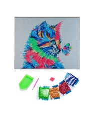 Diamond Painting Katze Schmetterling DIY Bastelset Geschenk 50 x 40 cm B-WARE