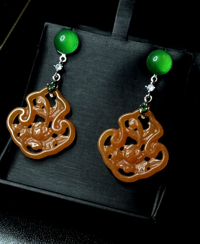 Schöne ohrringe jade grüner - ohrringe,