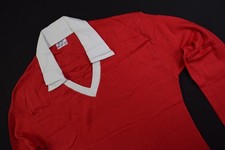 Vintage Polo Shirt Trikot Jersey Maglia 70er 80er Fussball Baumwolle Rot Weiß M 