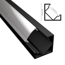 Aluminium Ecke Profil Leiste Schiene CORNER schwarz für LED Streifen + Abdeckung