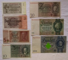 7 Reichsbanknoten Deutsches