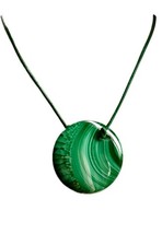 Anhänger Kette Edelstein Natur Malachit Scheibe gebohrt Diskus grün 40x9 mm