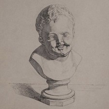 Wilhelm Wohlgemuth Knabenbildnis Büste Porträt signiert Tusche Zeichnung 1886