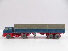 1:87 Wiking Henschel HS14 Sattelzug Langtransport Pritsche Plane blau grau rot 