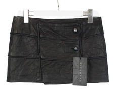 Richmond Denim Rock Damen (It) 42 Knopf Leder Mini Schwarz