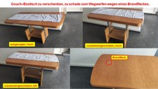 Couch-/Esstisch, ausziehbar, höhenverstellbar, mit leich abdeckbarem Brandfleck,