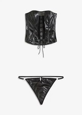 2-tlg Set Corsage String Gr. 52/54 Schwarz Damen-Unterwasche Erotikwäsche Neu*