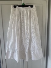 Neuwertig Zara Sommer Boho Rock Mit Blumen Lochstickerei Seitentaschen Gr L