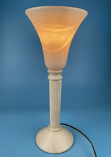 Alabaster Tischlampe, Kelch, Lampe, 42 cm, Beige , Vintage 70er