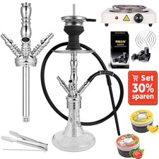 RMAN Shisha Set mit Kohleanzünder 1KG Kohle 200g Dampfsteine Wasserpfeife Hookah