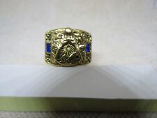 Herrenring Freimaurer 20mm vergoldet mit blauen Steinen