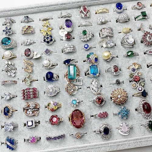 20pcs mixed crystal rings bulk - 20pcs,