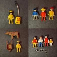 Playmobil Figuren Einzelteile Bauer mit Kuh, Shell Tankwart, Familie mit Geschir
