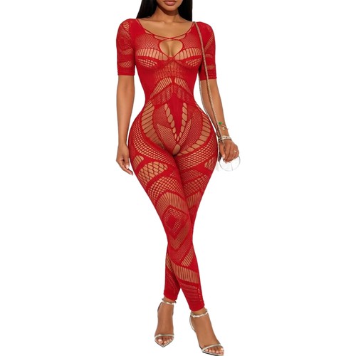 Eleganter fischernetz catsuit - fischernetz,