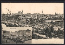 Znaim, Ortspartie mit Gurkemarkt, Ansichtskarte 1913 
