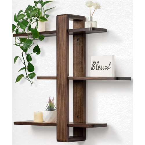 Wandregal holz walnussfarbe - wandregal,
