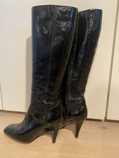 Sexy schwarze Lack-Stiefel mit High-Heel von Buffalo in Gr. 41
