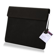 Leder Dokumenten Tasche Akten Konferenz Mappe A4 Portfolio Organizer XXL SCHWARZ