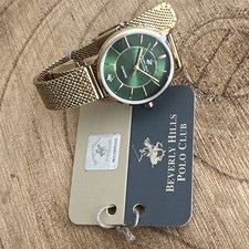 Beverly Hills Polo Club stainless Damenuhr Edelstahl Quarzuhrwerk vergoldet  