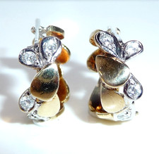 Ohrringe Creolen aus Blättern 585 Gold 0.40ct. tw. Diamanten 17,2 mm 8,0gr