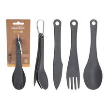 Besteck 15,5x4cm Kunststoff mit Karabiner 3er Set Camping Besteckset Outdoor