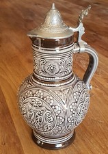 MR Marzi & Remy Bierkrug (Relief) mit Zinndeckel Scrollwork Nr.893  0,5 L Ltd.