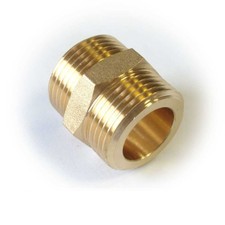 Messing Doppelnippel für Edelstahlwellrohr breite Dichtfläche 1/2" bis 1  1/2"