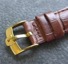 Omega vergoldete Dornschließe (NOS) mit 18mm Quali-Lederband -braun-