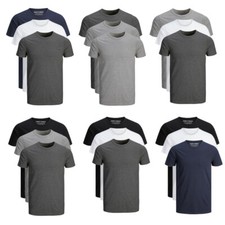 Jack & Jones 3er Pack O-Neck Basic T-Shirt Herren Slim weiß schwarz blau NEU