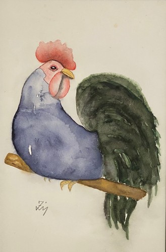 Hahn original aquarell - hahn,