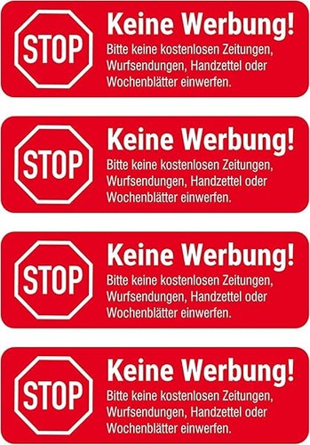 Keine werbung aufkleber 5er - keine,