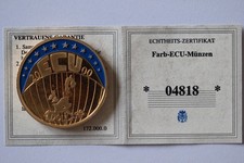 Farb-Ecu-Münze 2001 5 Dollar Liberia Cu-vergoldet