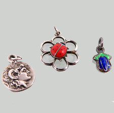 3 x Silver Charms  mit EMAIL