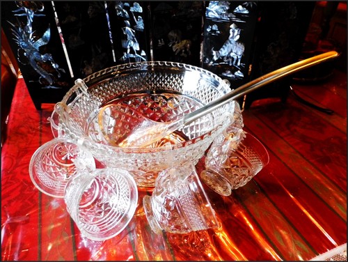 Bowle set presskristall glas - set,