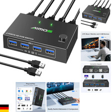 4K HDMI KVM Switch | 2 PC 1 Monitor | USB 4 Port