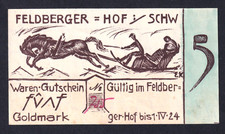 Feldberg / Schwarzwald - Feldberger Hof - 5 Goldmark - gültig bis 1.4.1924