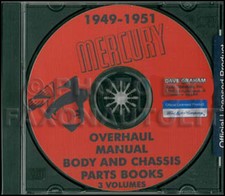 1949 1950 1951 Mercury Shop Manuell 49 50 Teile Buch CD Reparatur Service Und