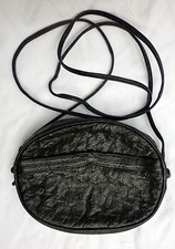 Alfred ROTH Straußenleder Tasche schwarz AR  edel echt ostrich Handtasche LUXUS 