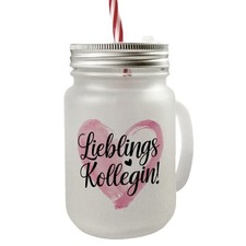 Lieblings Kollegin mit Herz Mason Jar Henkel Trinkglas mit Deckel
