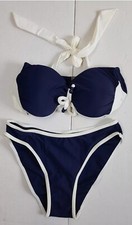 Body Flirt Damen Bikini Set  Bügel BH und Slip Höschen Blau/Weiß