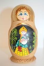 Matruschka, Holzpuppe, Babuschka 5 tlg., neues Orig., Handarbeit, Blattgold ?   