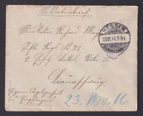 Wwi german feldpost 1916 cover - wwi,