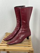 Prada Square Toe Leather Boots in Red EU38 Made in Italy