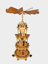 Weihnachtspyramide 4-stöckig Erzgebirge 1991 DDR Volkskunst Schalling Pyramide