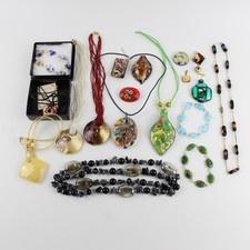 Murano Glas Schmuck Konvolut Millefiori Glas Milefiori 925 Silber vergoldet