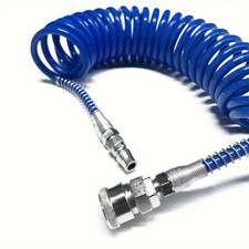Druckluft Spiralschlauch 10m für Kompressor mit 1/4" Euro-Anschlüssen KFZ Aut DE