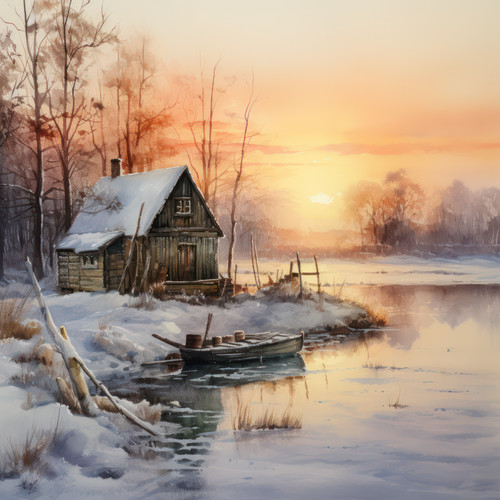 Deko bild fischerhütte see - bild,