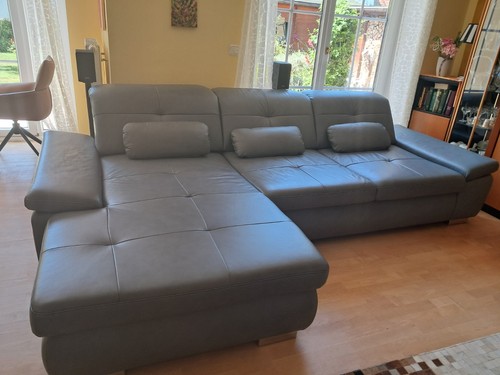 Echt leder ecksofa farbe steel - echt,